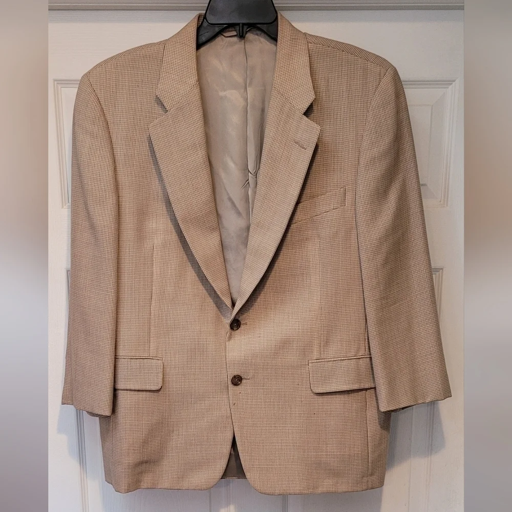 Vintage? Hickey Freeman Tan Blazer Suitcoat 41S 100% Wool Imperfections Fabric?